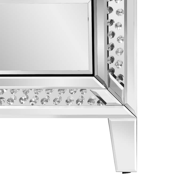 Glam Mirror Nightstand Bedside Table with 3 Drawer Chest