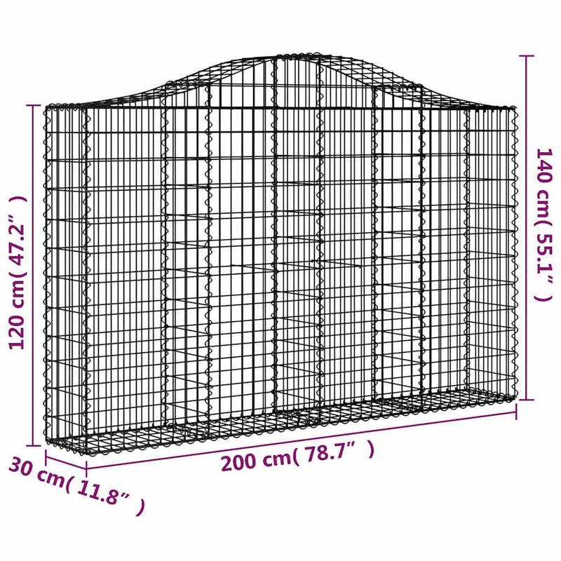 vidaXL Gabion Basket Arched Gabion Basket Planter for Flower Galvanized Iron - 78.7 x 78.7 x 23.6 inch