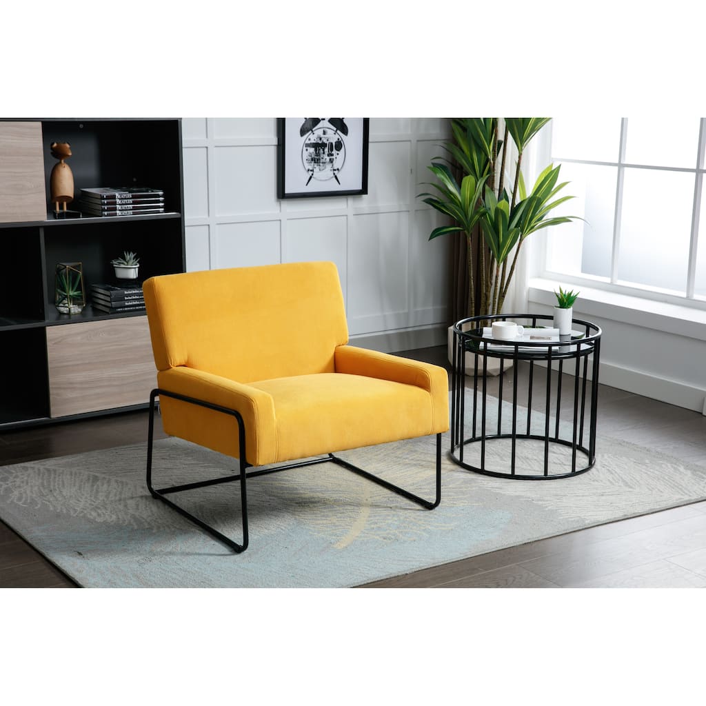 Modern Industrial Slant Armchair with Metal Frame,Premium High Density Soft Single chair for Living Room Bedroom