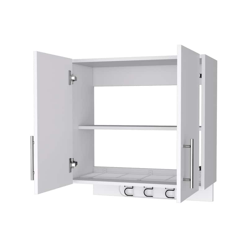 HomeRoots 26" White Accent Cabinet With One Shelf - 26.40 in. x 27.20 in. x 12.40 in.