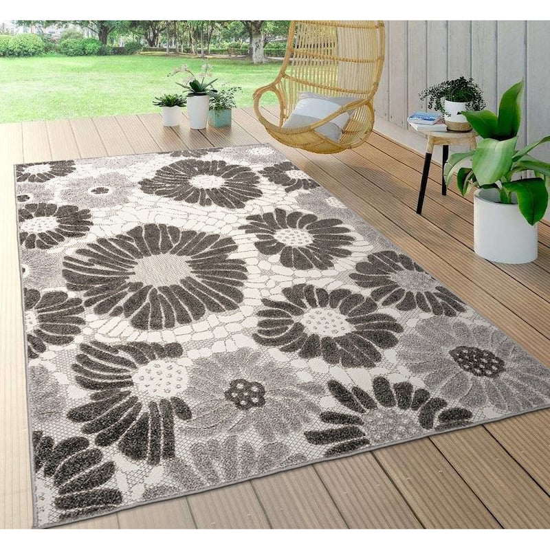 World Rug Gallery Palermo Modern Floral Indoor/Outdoor Area Rug
