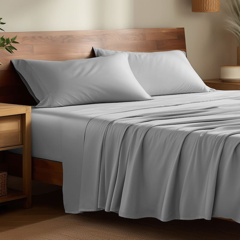 Bare Home Rayon from Bamboo Sheet Set - Deep Pocket - Breathable - Twin XL - Cloud Grey