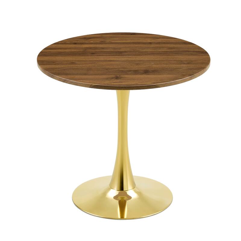 Round Dining Table, 31.5" Circle Tulip Table with Thickened Tabletop & Metal Pedestal, Mid Century Modern Bistro Table