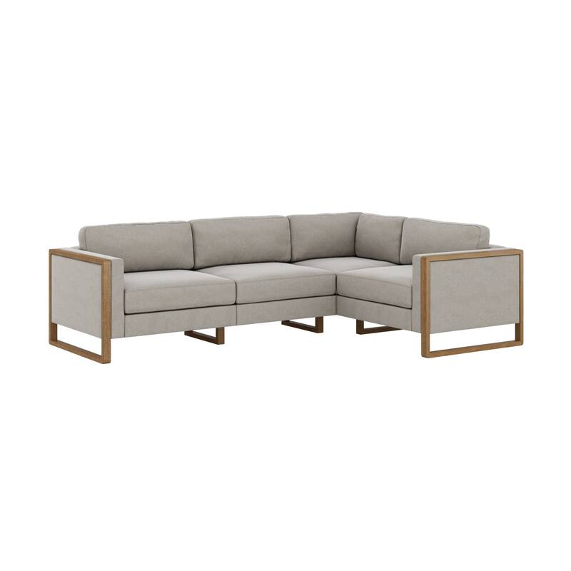 Madison Modern Modular L-Shaped Sectional Sofa with Cushion, Upholstered 4-Seat Corner Sofa or Couch with Solid Wood Legs