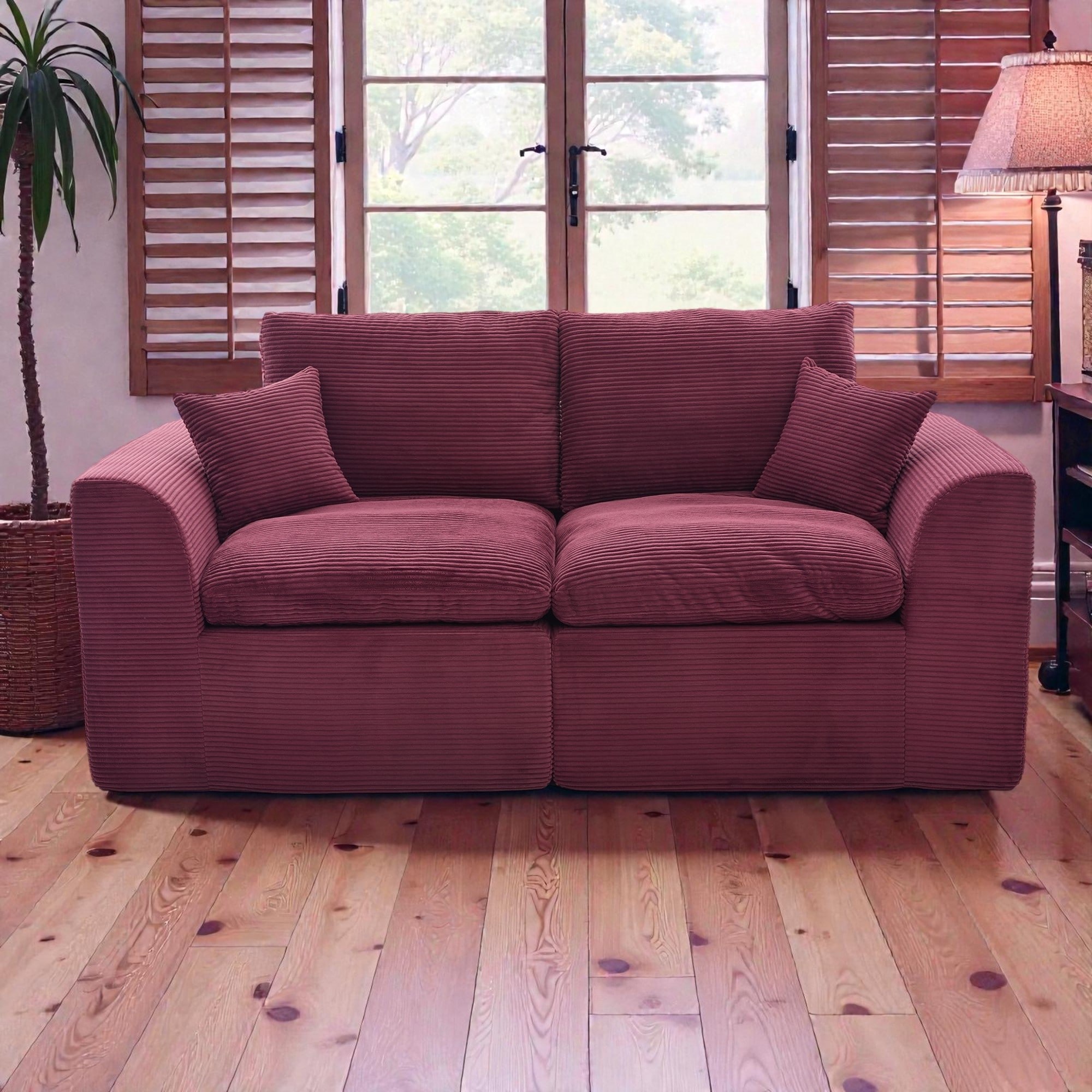 Modular Cloud Sectional Sofa, Comfy 2-Seater Corduroy Couch with Removable Covers