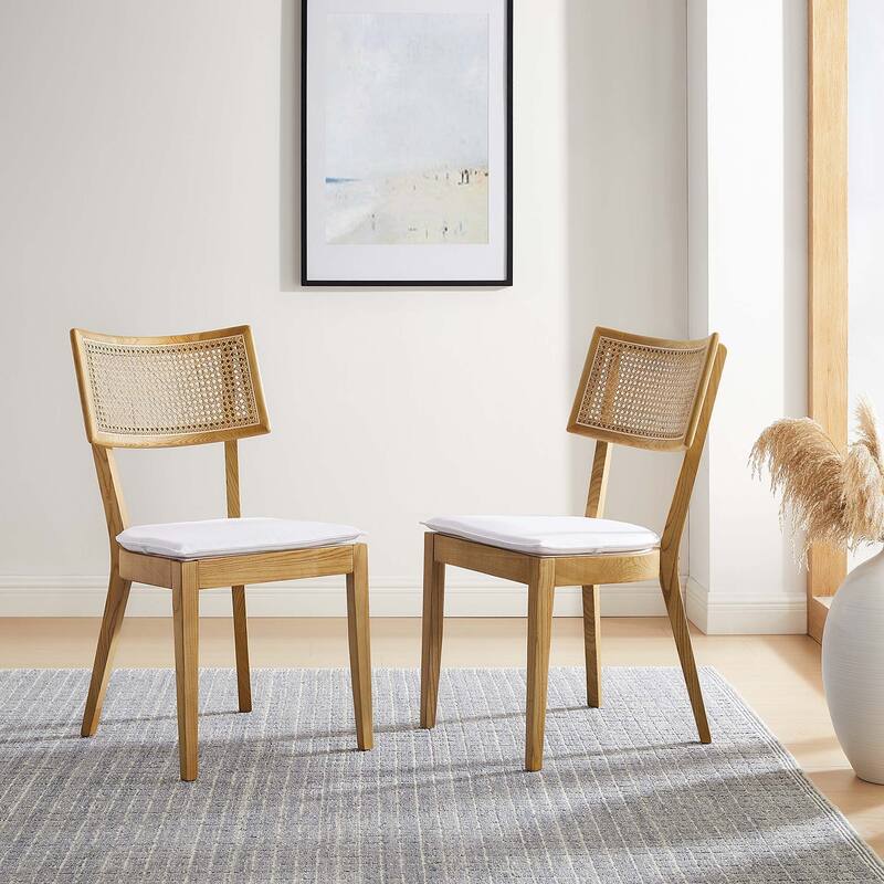 Caledonia Wood Dining Chair Set of 2 - Natural - WhiteNatural