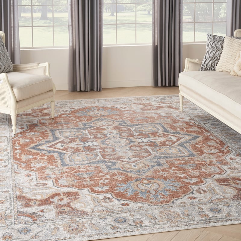 Nourison Astra Machine Washable Distressed Area Rug - 9' x 12' - Gold/Multi
