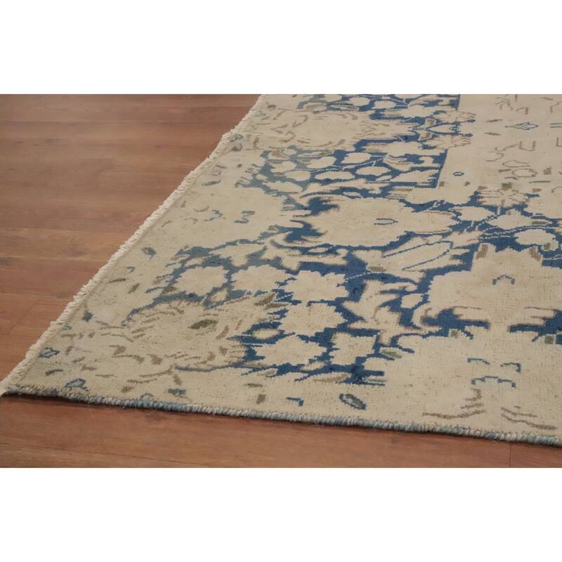 Hand Knotted Oriental 100% Wool Carpet Traditional Floral Beige & Ivories Kerman Area Rug - 12' 10'' X 9' 4''