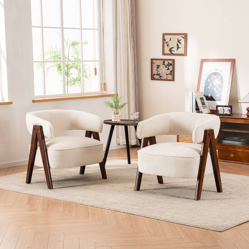 27.56" W x 23.62" D x 27.95" H Accent Arm Chair Fabric Living Room Chair Set of 2