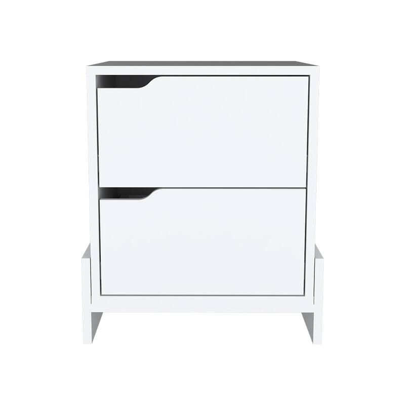 Nightstand Brookland,Bedside Table with Double Drawers and Sturdy Base，for Living Room,and Dining Room