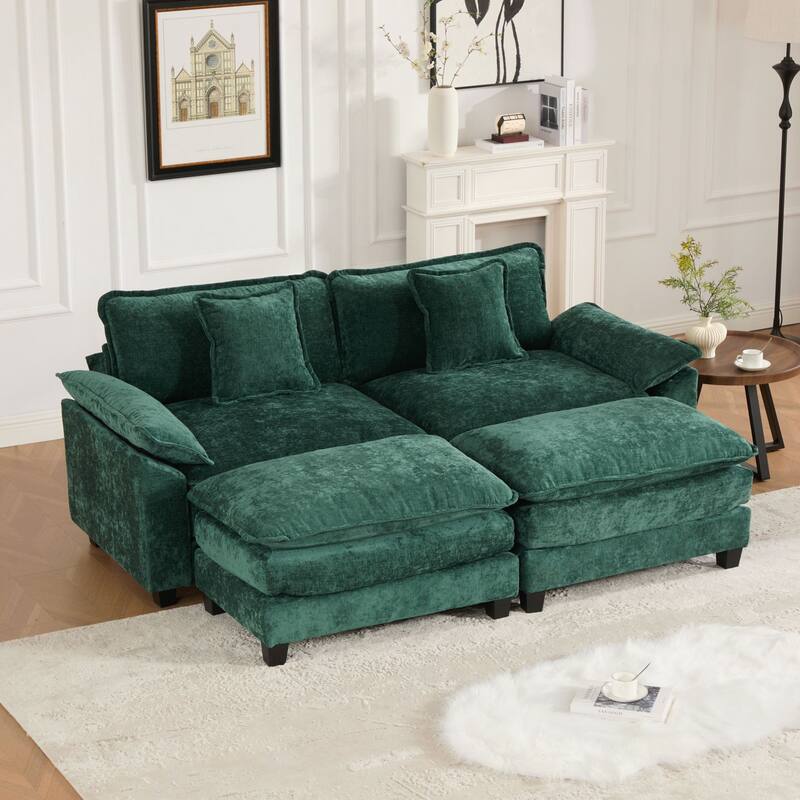 Modern Sectional Couch, for Living Room Bedroom and Apartment, Comfy Double Layer Upholstered Seat Cushion