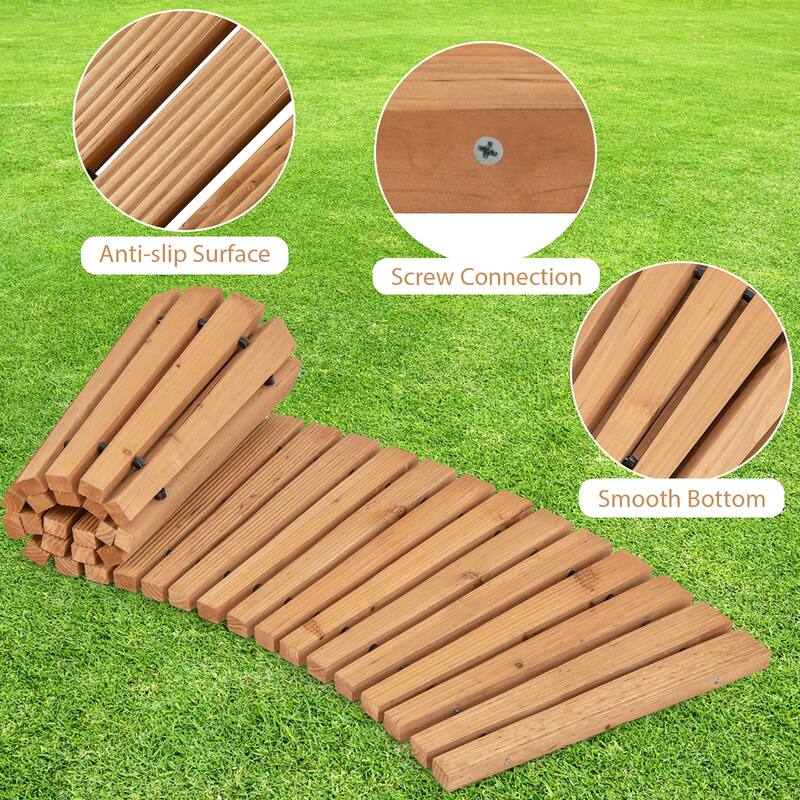 Costway 7 FT Wooden Garden Pathway with Anti-slip Surface Metal Wires - See Details