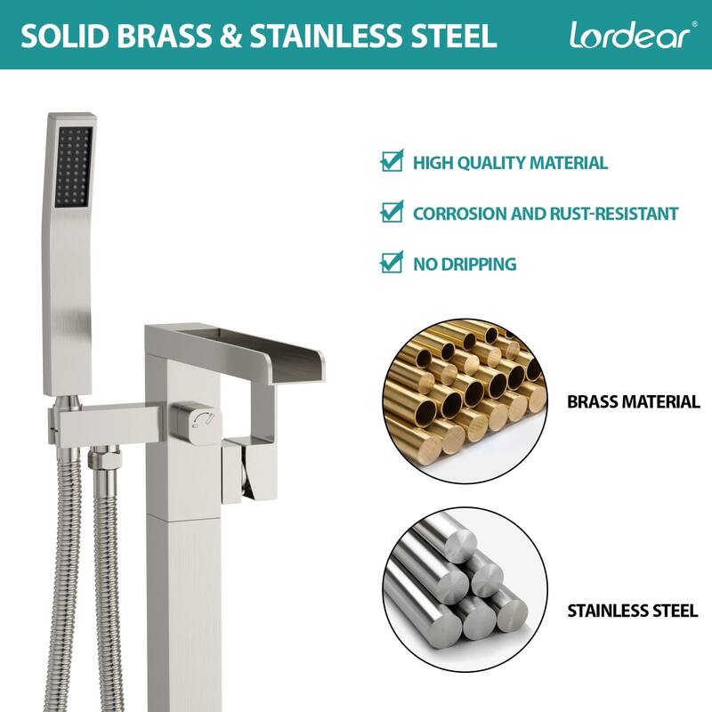Lordear Bathtub Faucet Tub Filler Swivel Faucet with Hand Shower, Swivel Spout