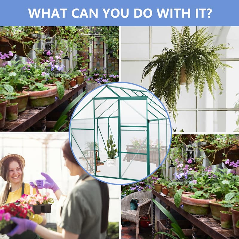 6 x 8 FT Outdoor Patio Greenhouse for Outdoor Backyard in All Season - 7' 8" x 6' 7"