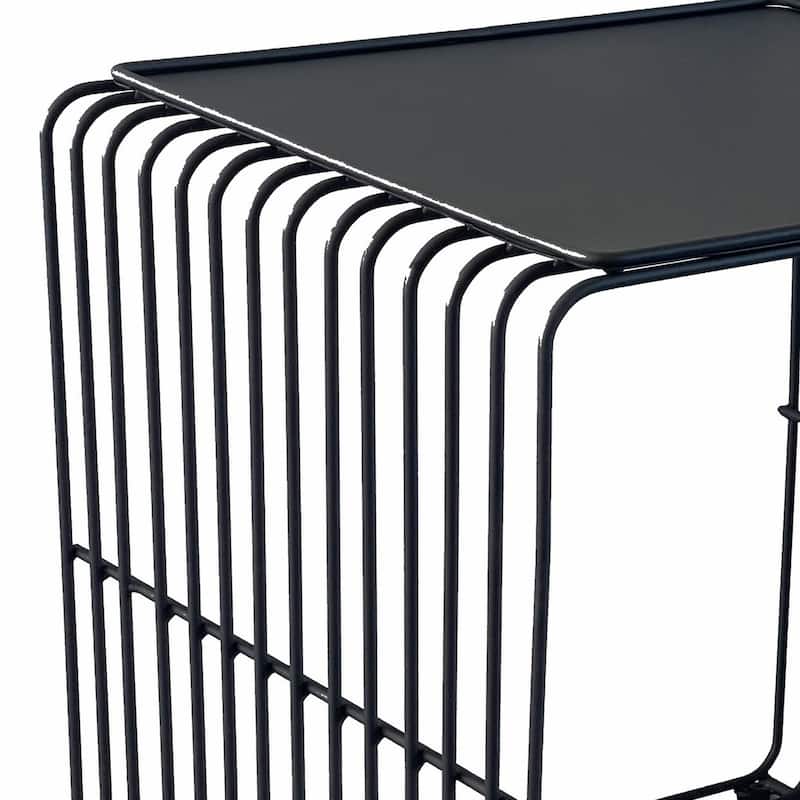 16 in. Black Square Metal End Table, Sturdy Build End Side Table for Living Rooms