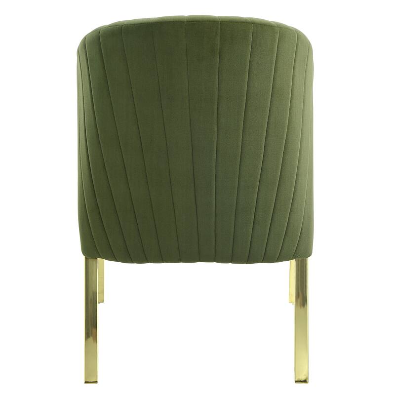 HomeRoots Set of Two Green and Gold Upholstered Velvet And Steel Wing Back Dining Side Chairs