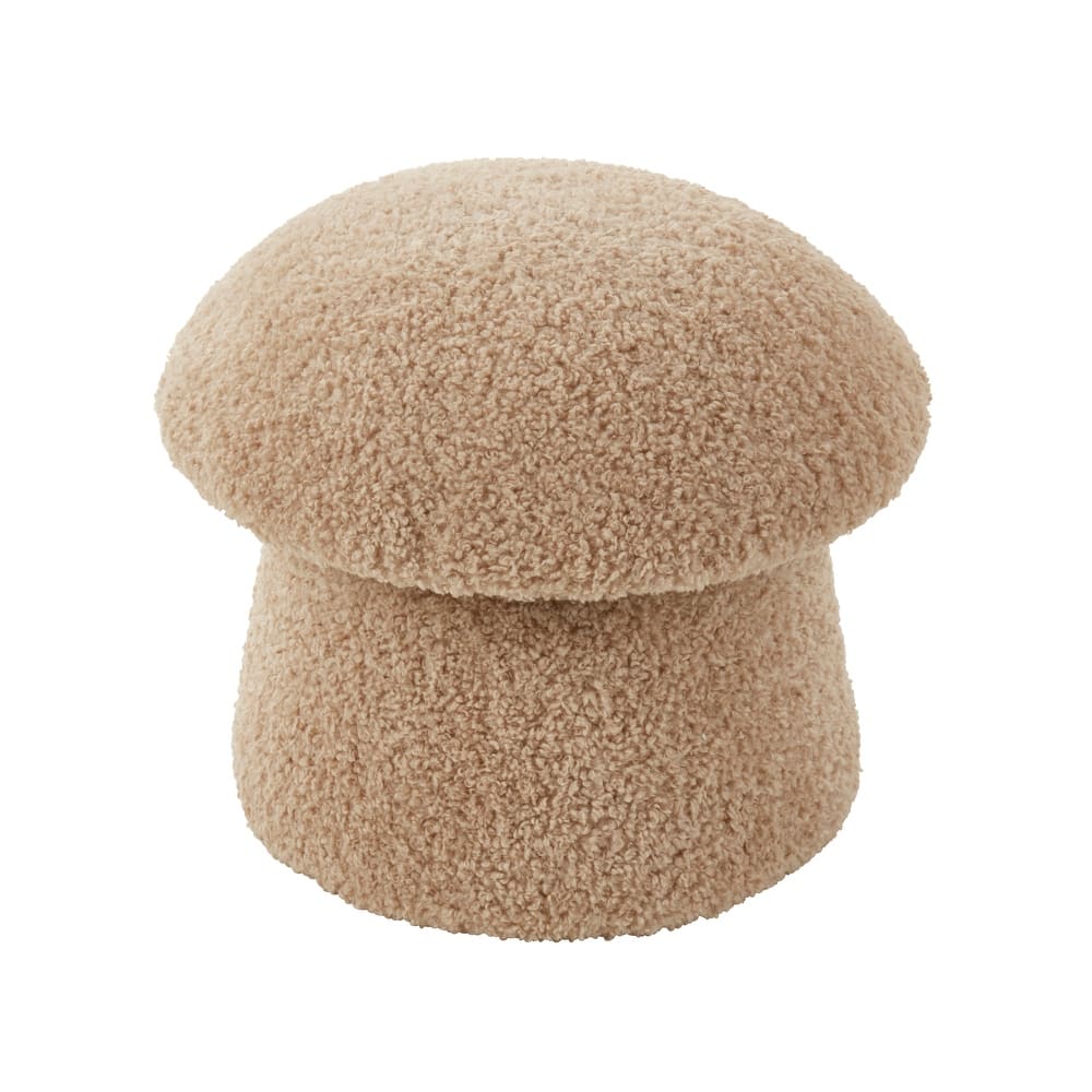 Mushroom Storage Ottoman – Sherpa Footrest with Hidden Storage, Decorative Accent Stool for Living Room or Bedroom