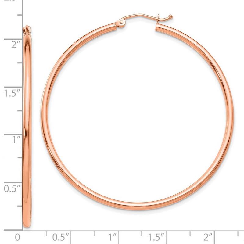 Curata 14k Rose GoldPolished Hoop Earrings - 50x50mm