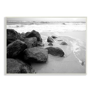 Stupell Incoming Tide Nautical Beach Coast Black White Photography Wood ...