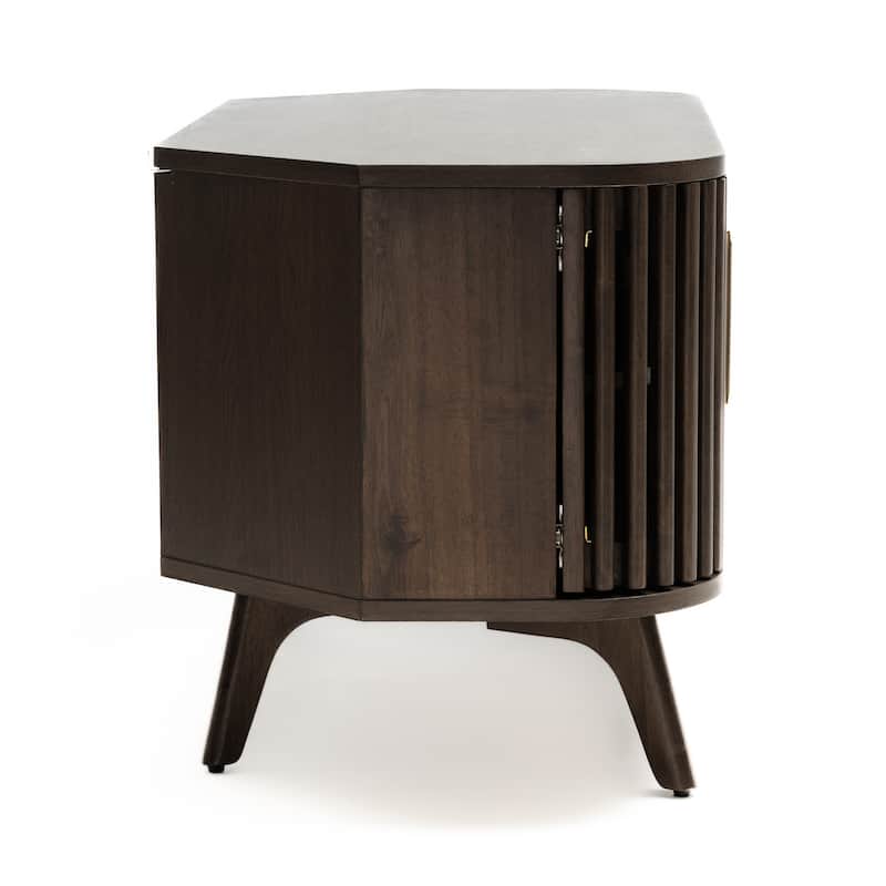 Studio London Sierra Wooden Corner TV Stand with Mid-Century Accents
