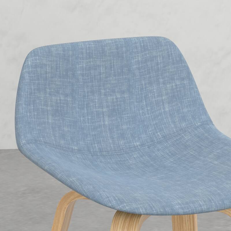 Set of 2 Harvard Bentwood Bar Stools with Curved Back and Upholstered Seat, Mid-Century Modern Design