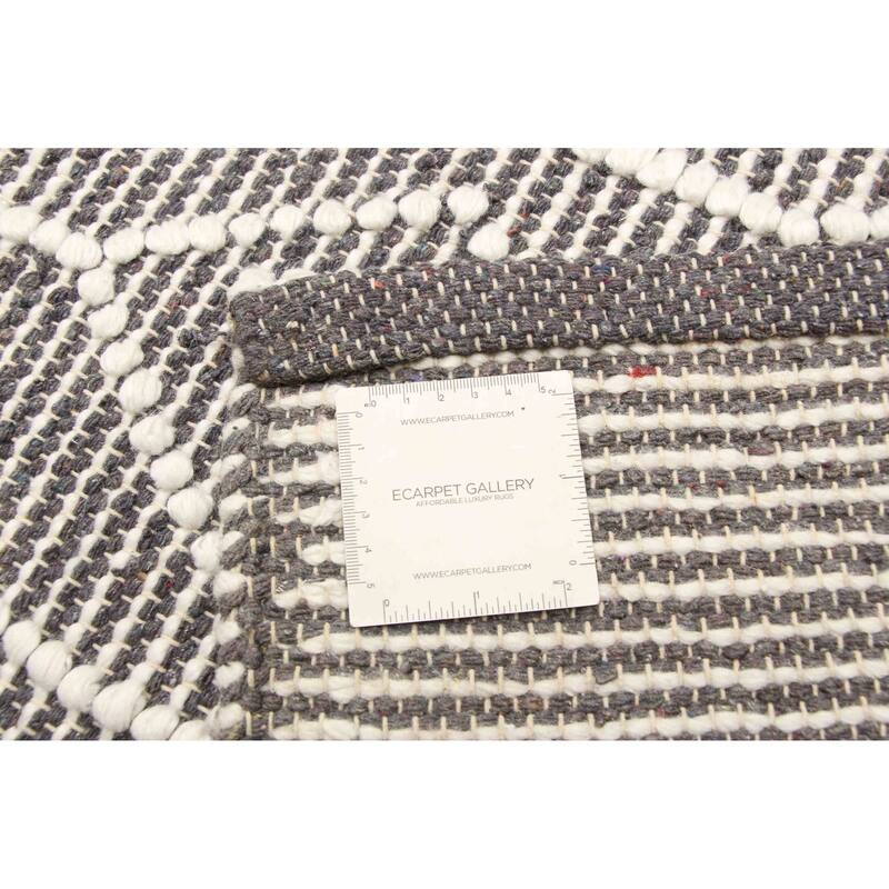 ECARPETGALLERY Braid weave Sienna Grey Wool Rug - 6'2 x 8'11