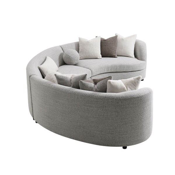 ACME Ivria Sectional Sofa W/9 Pillows, Gray Boucle - Bed Bath