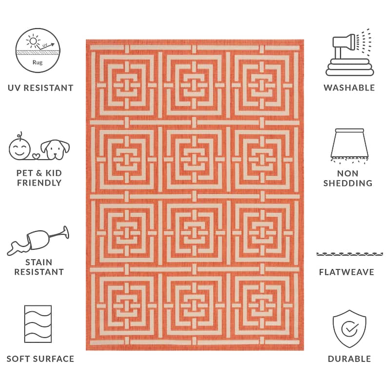 SAFAVIEH Courtyard Ginger Indoor/ Outdoor Waterproof Patio Backyard Rug