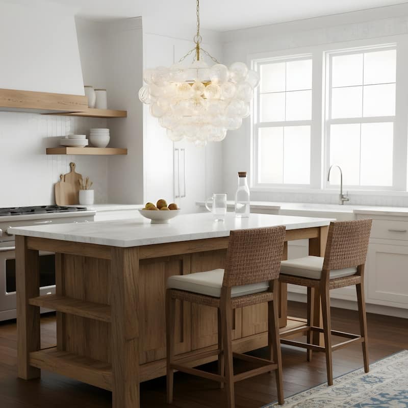 Gold Bubble Ball Chandelier, LED Pendant Light with Glass Globes