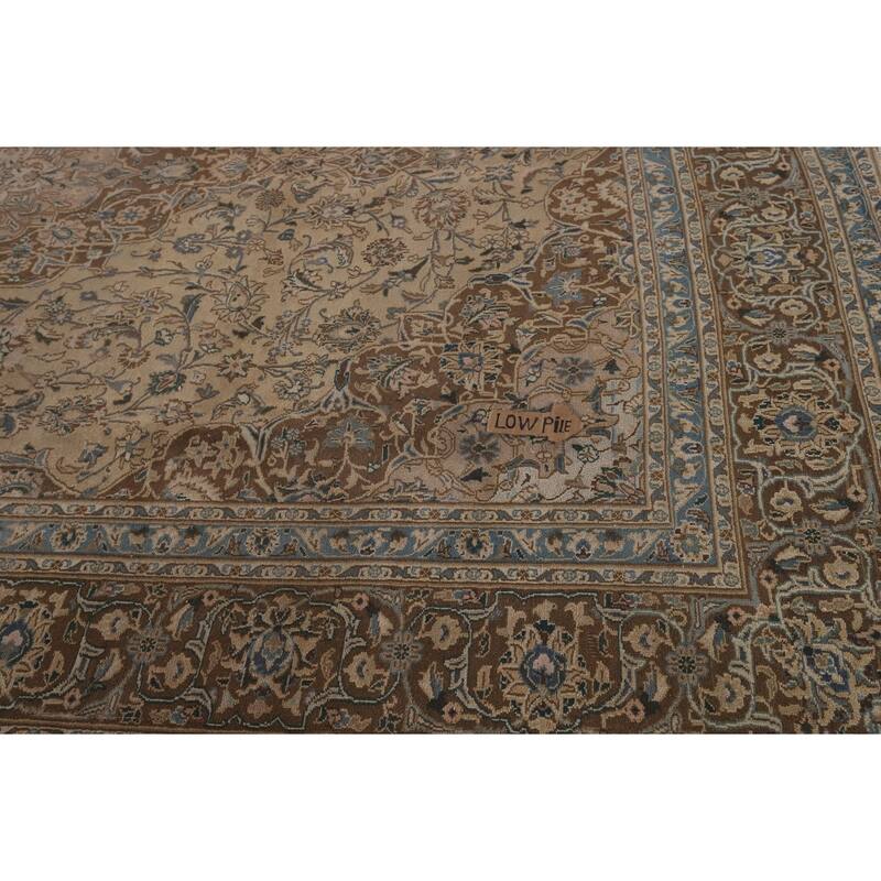 Traditional Mashad Persian Vintage Area Rug Handmade Wool Carpet - 9'8"x 12'9"