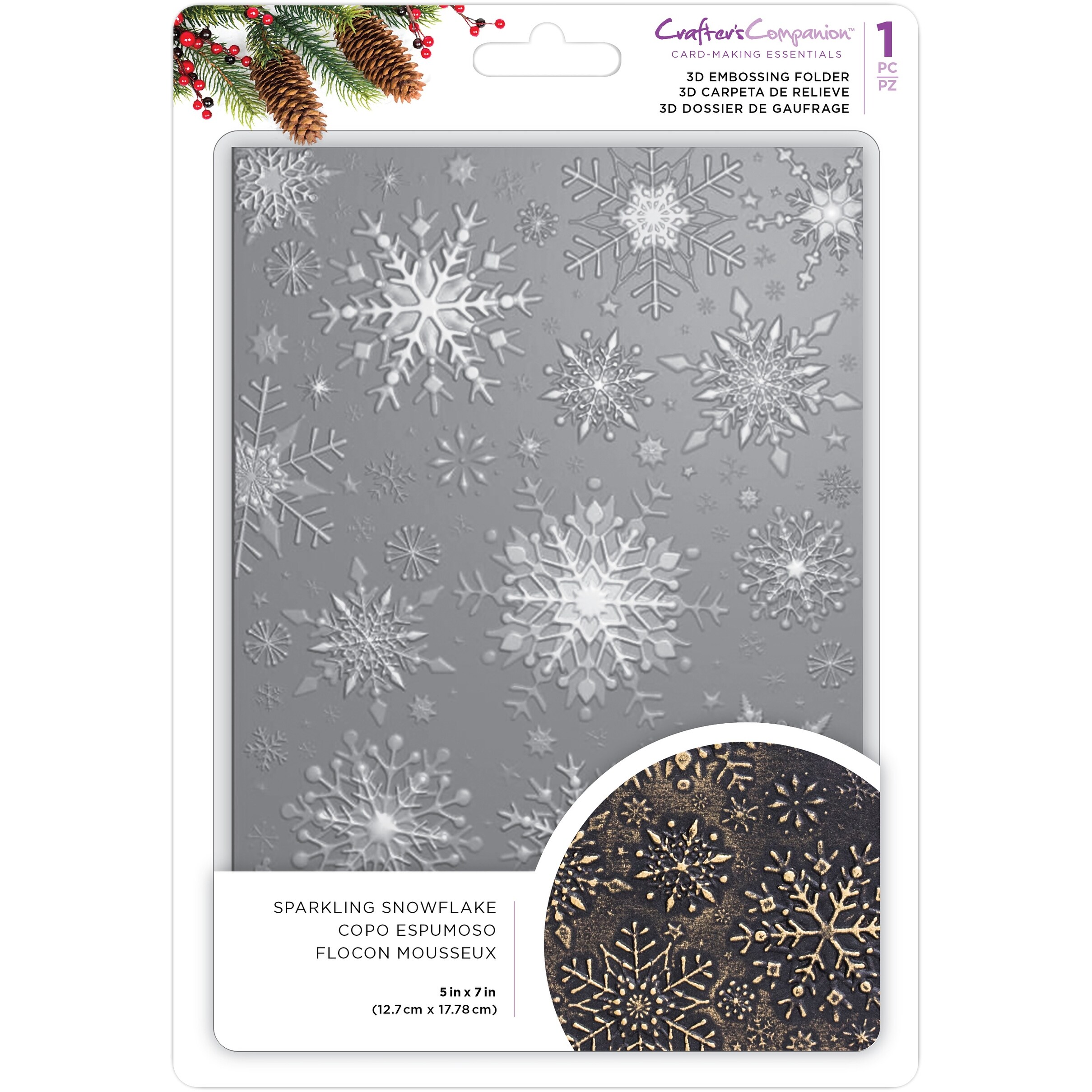 Shimmering Snowflake Crafters Companion 5 X 7 3d Card Embossing Folder
