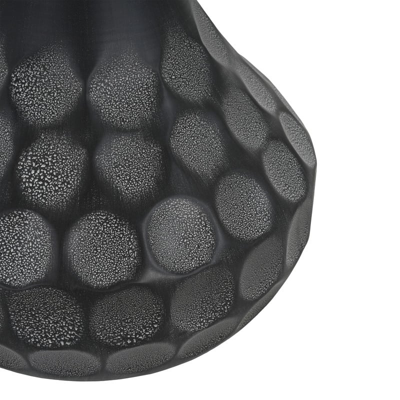 Accent Metal Coffee Table with Hand-Hammered Texture, White and Black Pedestal Table for Living Room