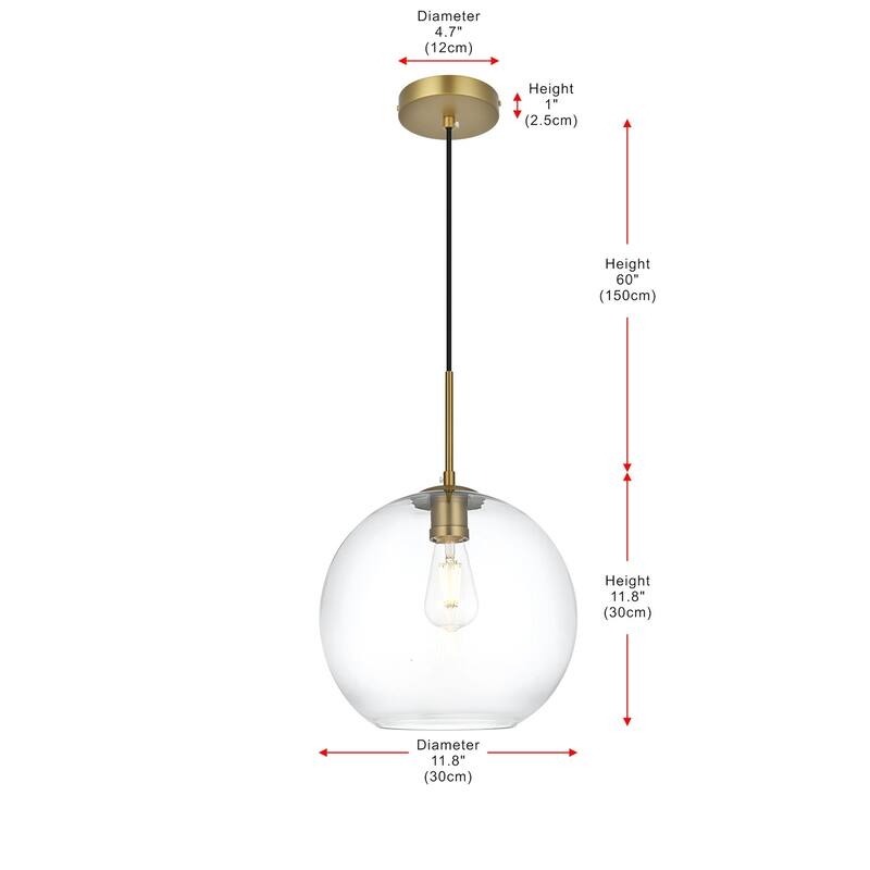 Elegant Lighting Baxter 12" Wide Single Light Pendant with Clear Glass