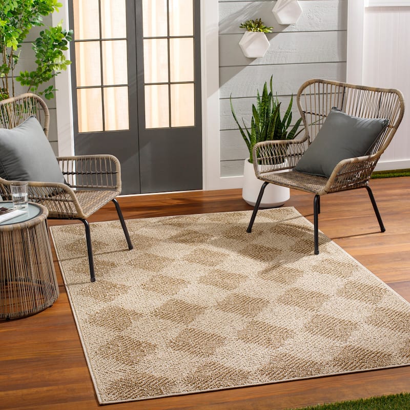 Rockport Global Indoor/Outdoor Diamond Area Rug - 5'3" x 7' - Tan