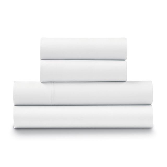 100% Cotton Sateen Luxurious 1200 Thread Count 4-Piece Sheet Set - White - California King