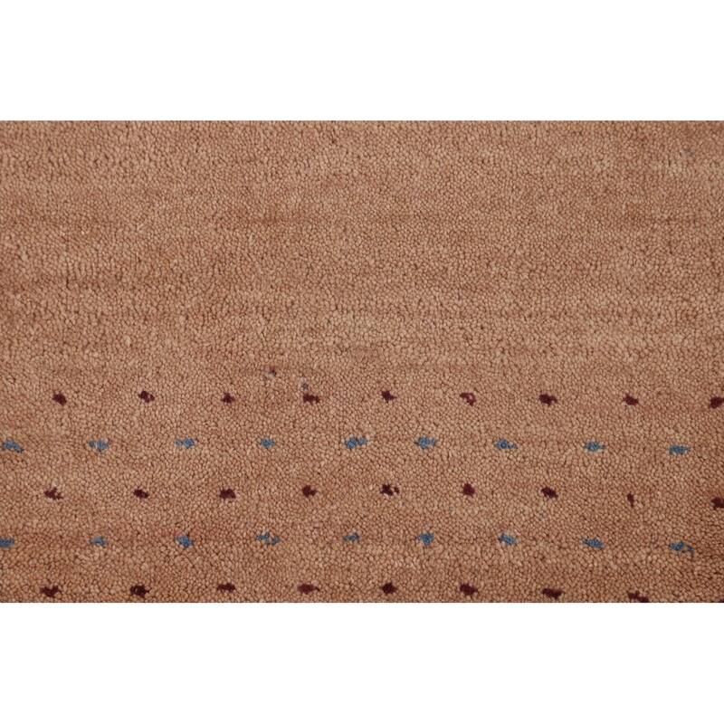 Tribal Gabbeh Oriental Area Rug Hand-Knotted Beige Wool Carpet - 5'2" x 8'2"