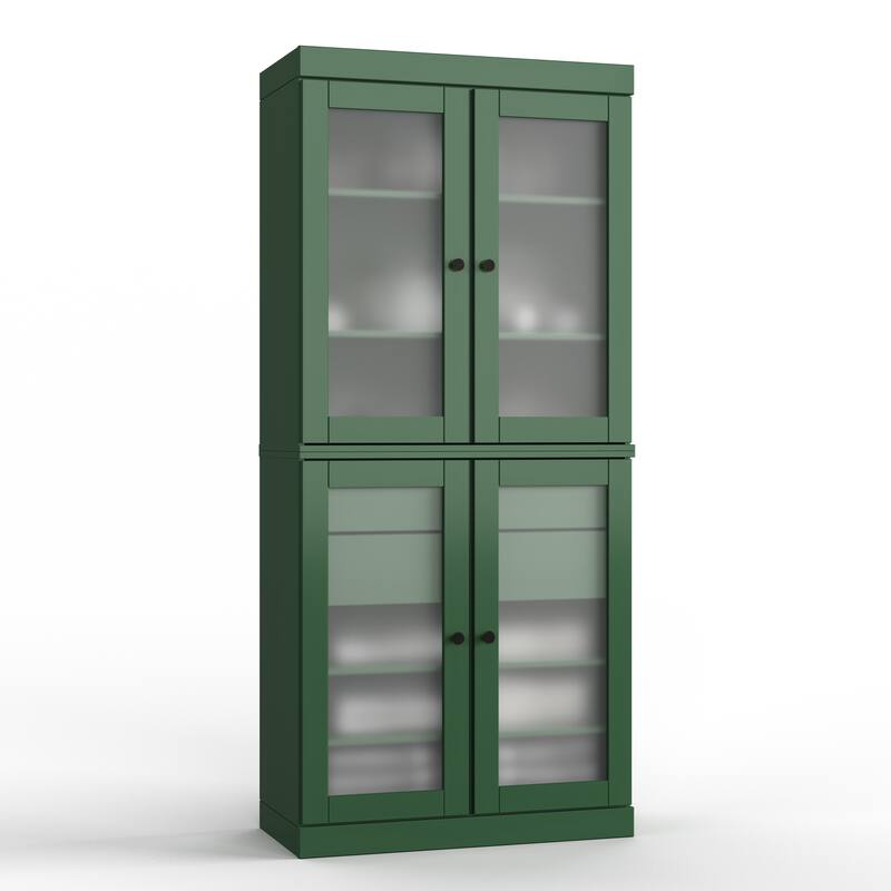 Palace Imports 100% Solid Wood 32" Bathroom Cabinet with Frosted Glass Doors, 2-Drawers and Adjustable Shelves