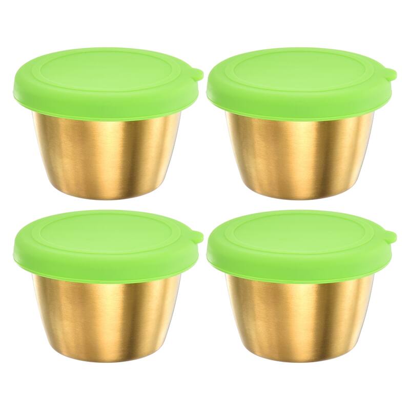 4pcs Condiment Cups Containers w Lids 2.4oz Salad Dressing Container - 2.4" W x 1.5" H