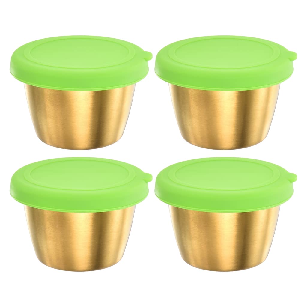 4pcs Condiment Cups Containers w Lids 2.4oz Salad Dressing Container - 2.4" W x 1.5" H