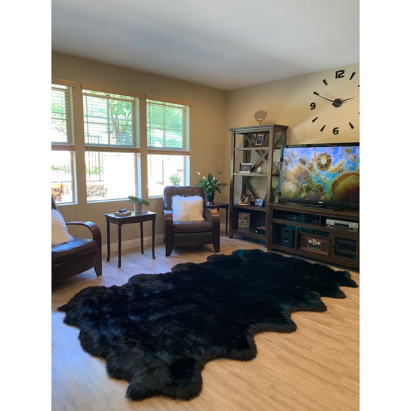 Highland Select Natural Long Wool Sheepskin 12 Pelt Shag Rug - 5'5" x 9'2"