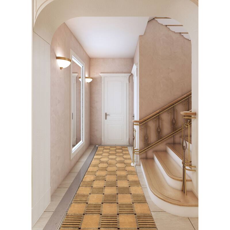 ECARPETGALLERY Hand-knotted Opulence Tan Wool Rug - 2'6 x 9'6