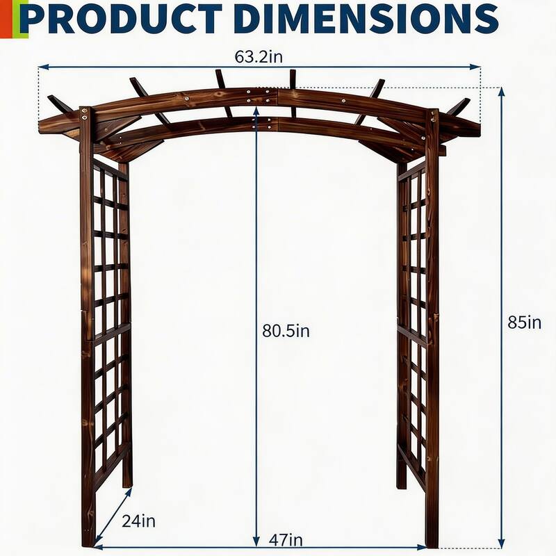 85-Inch Garden Pergola Arched-Top Suitable For Climbing Plants Teak