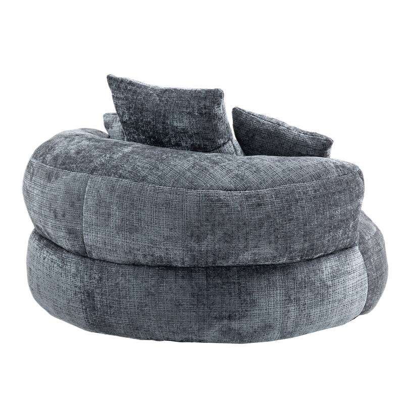 Chenille High Back Lazy Sofa with 3 Pillows and Oversized Bean Bag Chair
