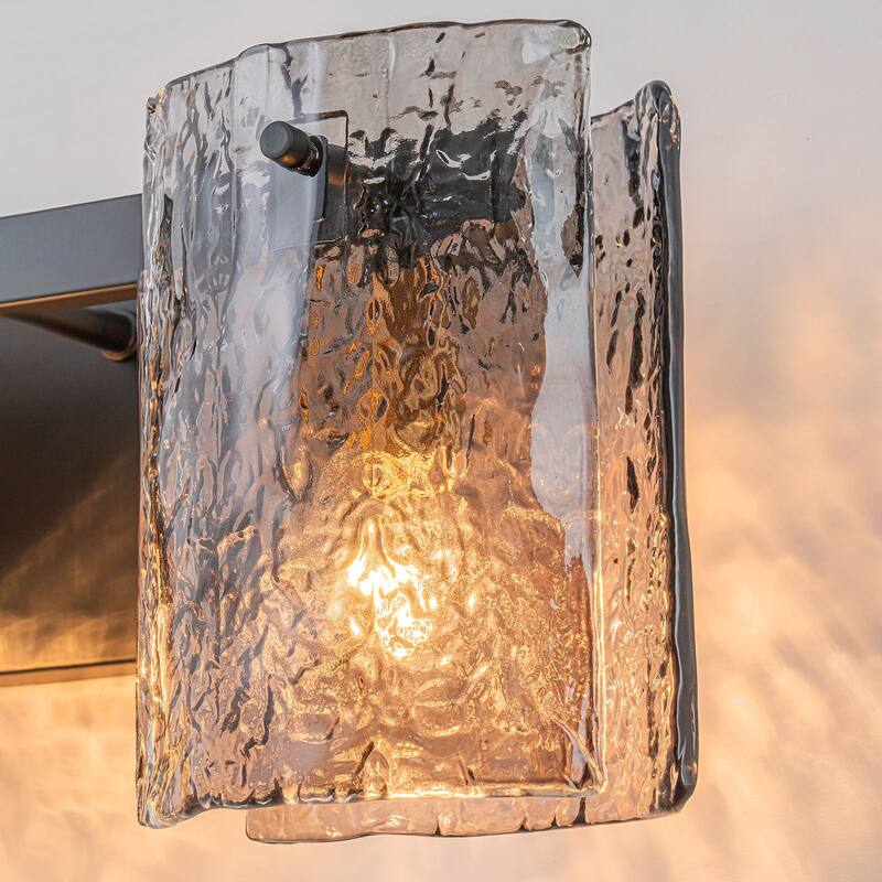 3/4-Light Textured Smoke Glass Wall Sconce — Modern Industrial Vanity Light for Bathroom