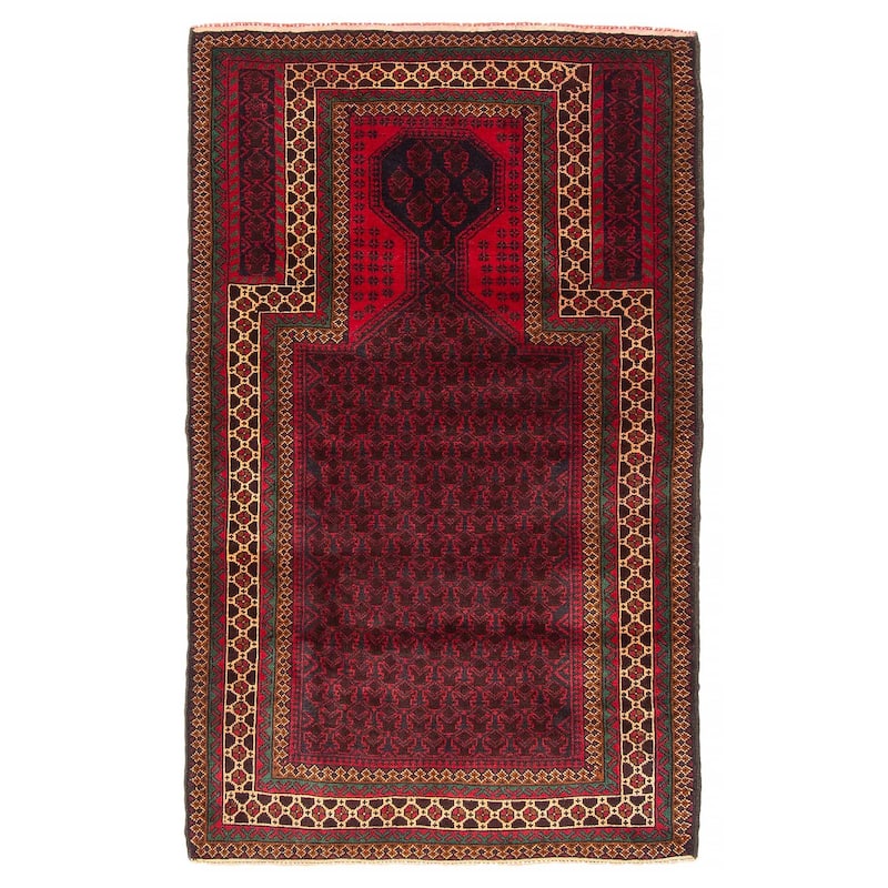 Teimani Burgundy Rug 2'11" x 4'11" - 2'11 x 4'11 - Burgundy - 2'11 x 4'11