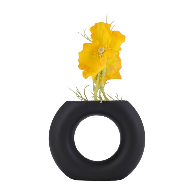 Sagebrook Home Ceramic Contemporary Abstract Donut Round Cut-Out Vase