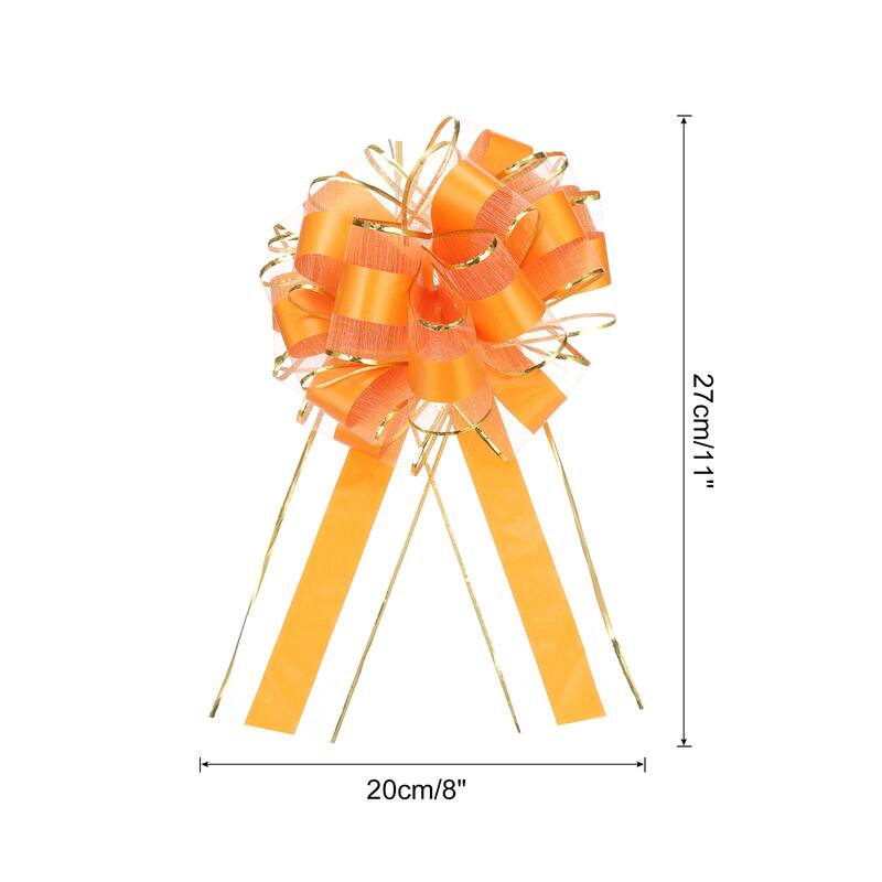 5pcs Large Big Pull Bow Gift Wrapping Bows Ribbon for Christmas - Light Orange - 8 Inch