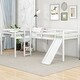 preview thumbnail 2 of 11, L-Shaped Twin Size Loft Bed with Ladder and Slide , Contemporary Design with Widened Ladder