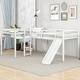 preview thumbnail 2 of 11, White L-Shaped Twin Loft Bed with Ladder, Slide, and Under-Bed Space, Solid Wood and MDF Construction
