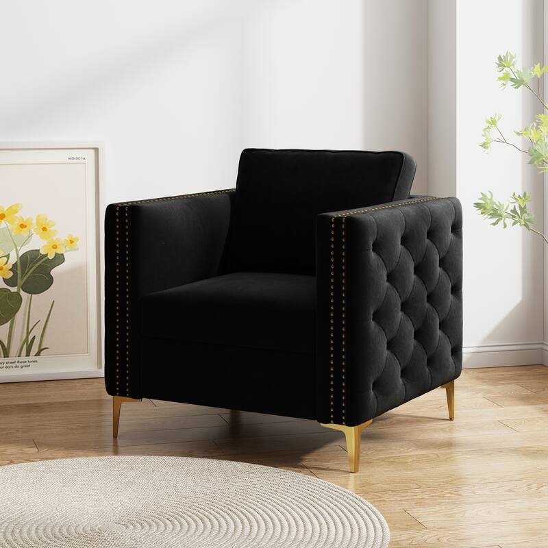 Accent Chair for Living Room Upholstered Arm Chair with Metal Legs